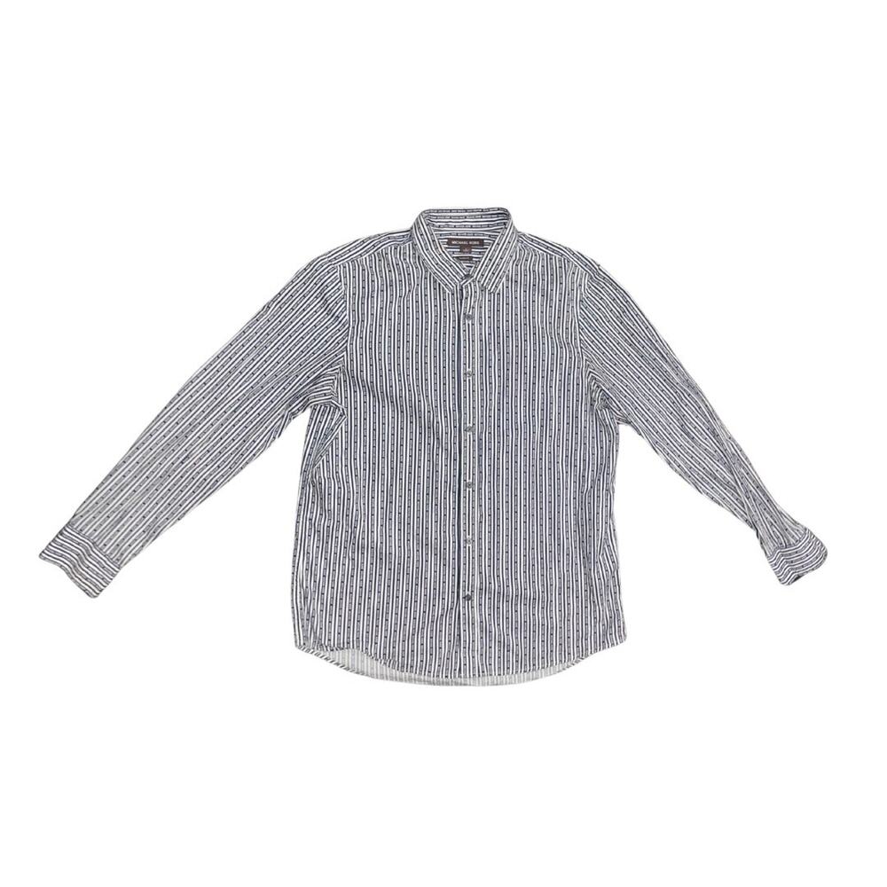 Michael Kors Long Sleeve Striped with logo button up dress shirt Classic Fit